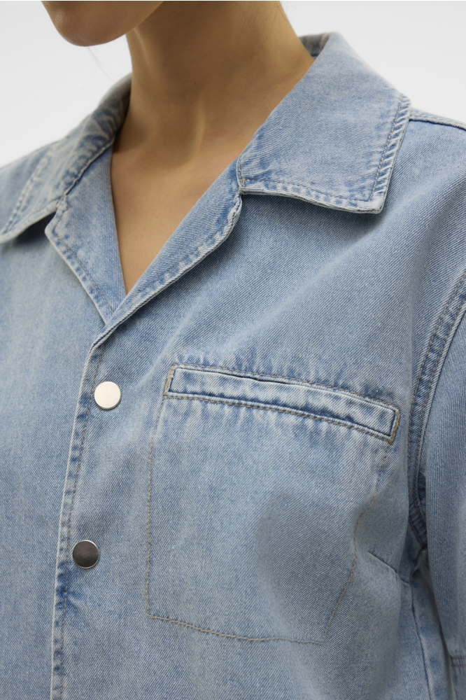 VMMARY 2/4 V-NECK DNM SHIRT SI313 10328478 LIGHT BLUE DENIM